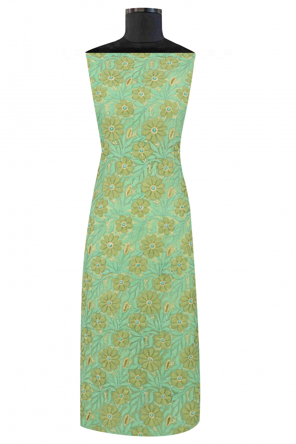 Ada Hand Embroidered Lime Green Georgette Lucknowi Chikankari Unstitched Suit Piece 01A172858