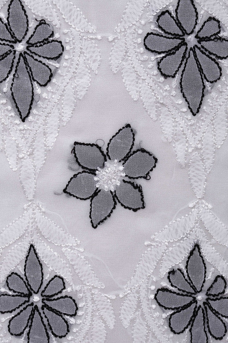 Ada Hand Embroidered White Georgette Lucknowi Chikankari Saree with Blouse A600514