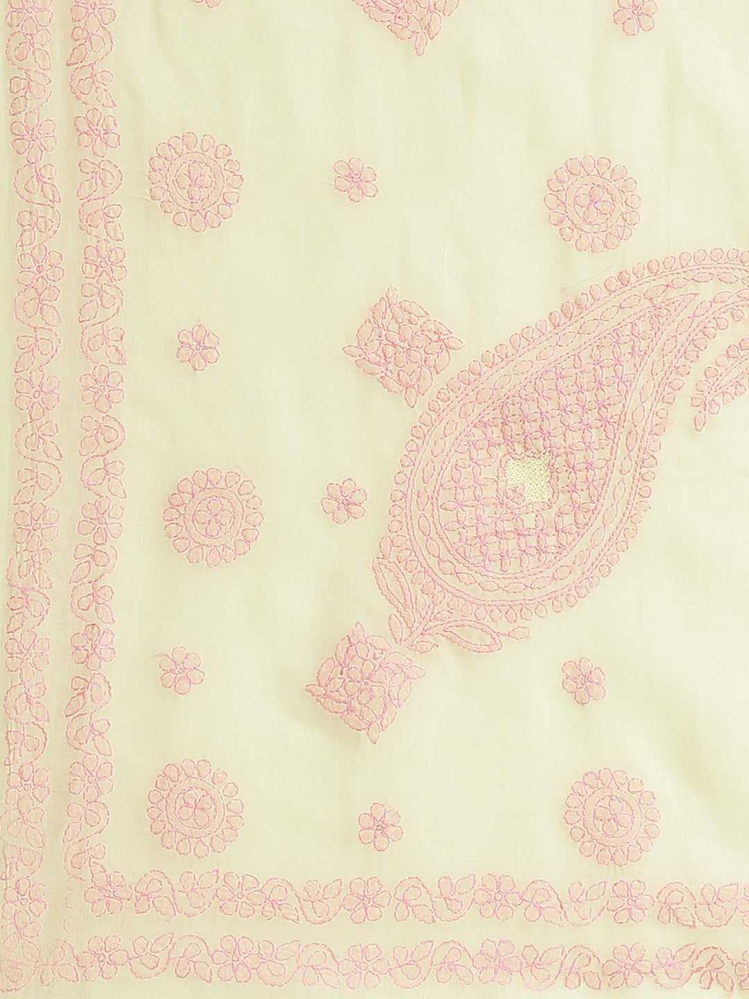 Ada Hand Embroidered Lemon Cotton Lucknow Chikan Saree With Blouse-A311170