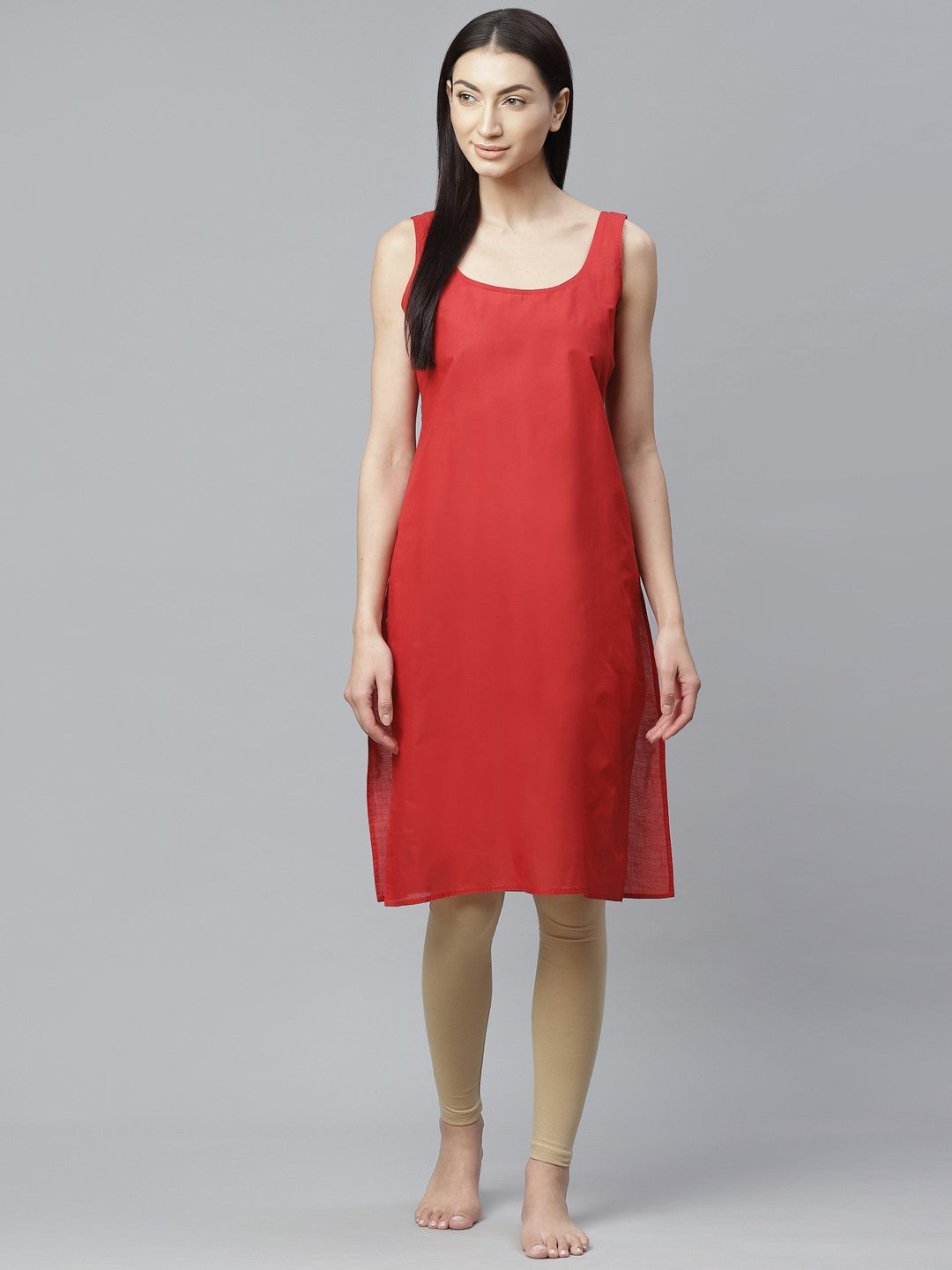 Ada Red and White Cotton Long Slips Combo of 2  A301831.