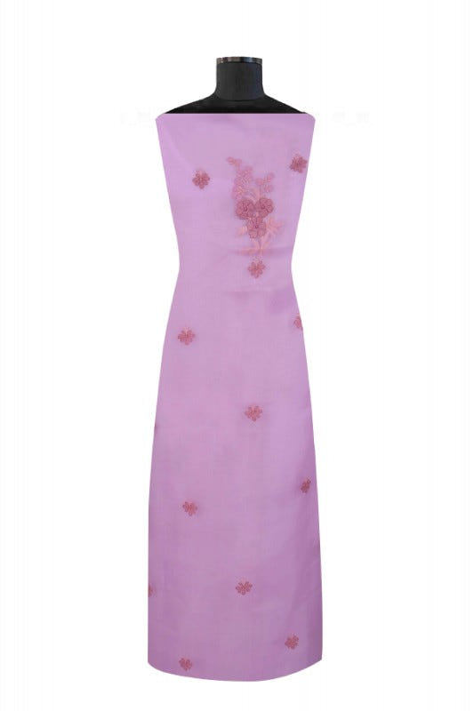 Ada Hand Embroidered Mauve Organza Lucknowi Chikankari Unstitched Kurta Dupatta Set 01A172424