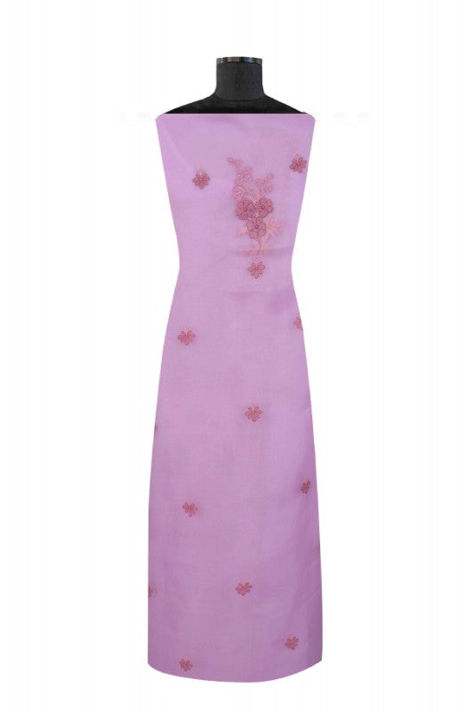 Ada Hand Embroidered Mauve Organza Lucknowi Chikankari Unstitched Kurta Dupatta Set 01A172424