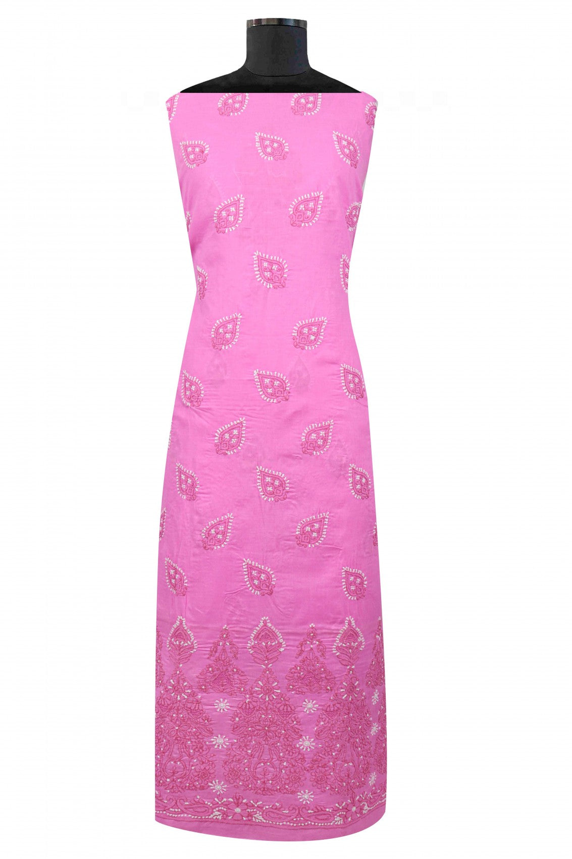 Ada Hand Embroidered Pink Cotton Lucknowi Chikankari Unstitched Suit Piece A258662