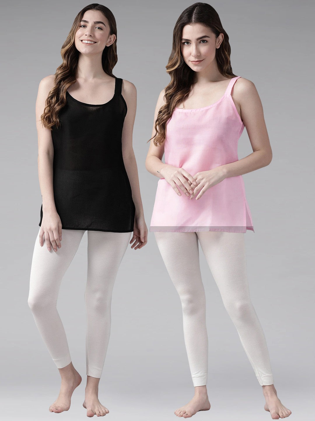 Ada Black and Pink Cotton Short Slips Combo of 2 A111154.
