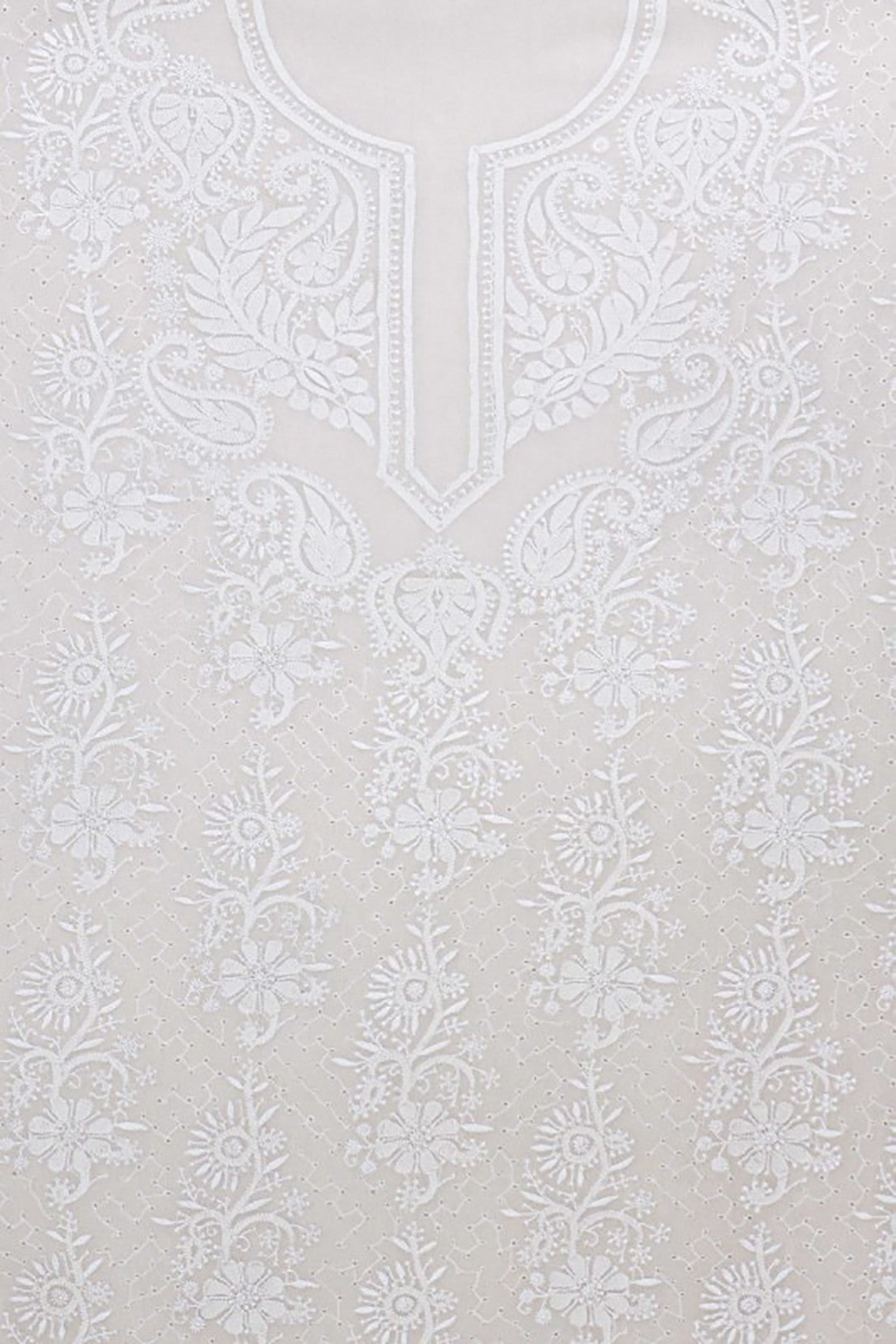 Ada Hand Embroidered White Pure Georgette Lucknowi Chikankari Unstitched Kurta Dupatta Set A593630