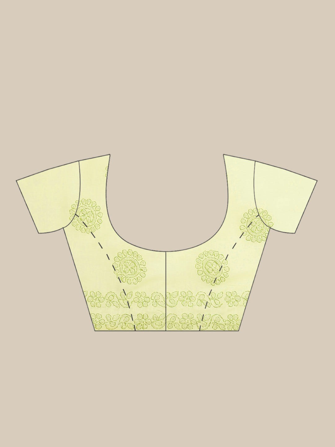 Ada Hand Embroidered Lemon Cotton Lucknow Chikan Saree With Blouse- A311233