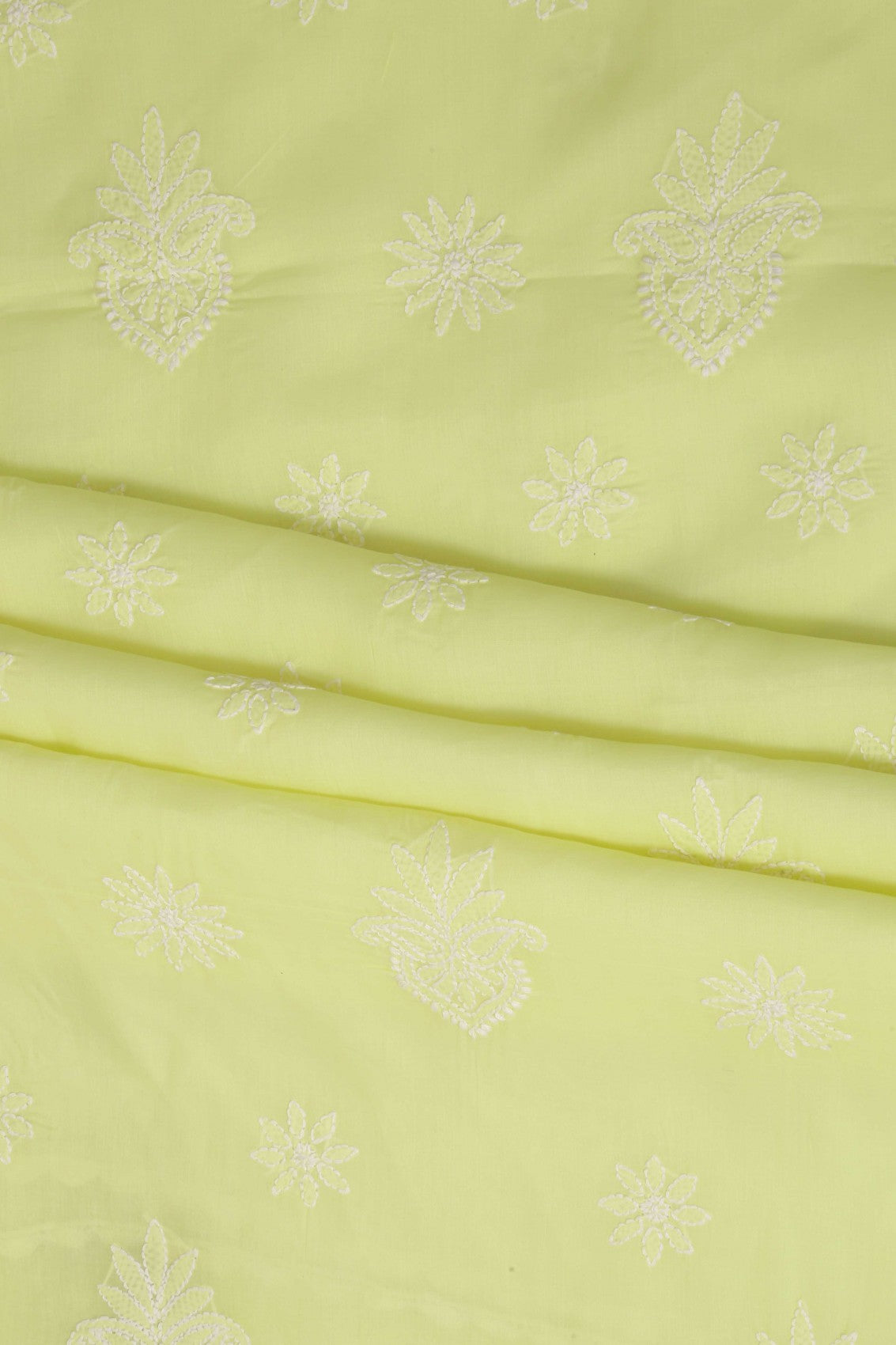 Ada Hand Embroidered Lemon Cotton Lucknowi Chikankari Unstitched Suit Piece A211209