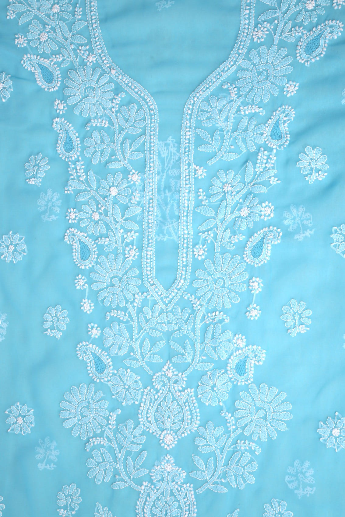 Ada Hand Embroidered Blue Georgette Lucknowi Chikankari Unstitched Suit Piece A211251