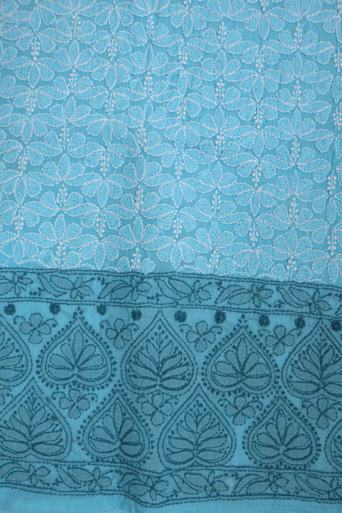 Ada Hand Embroidered Sky Blue Cotton Lucknowi Chikankari Unstitched Suit Piece 01A189033