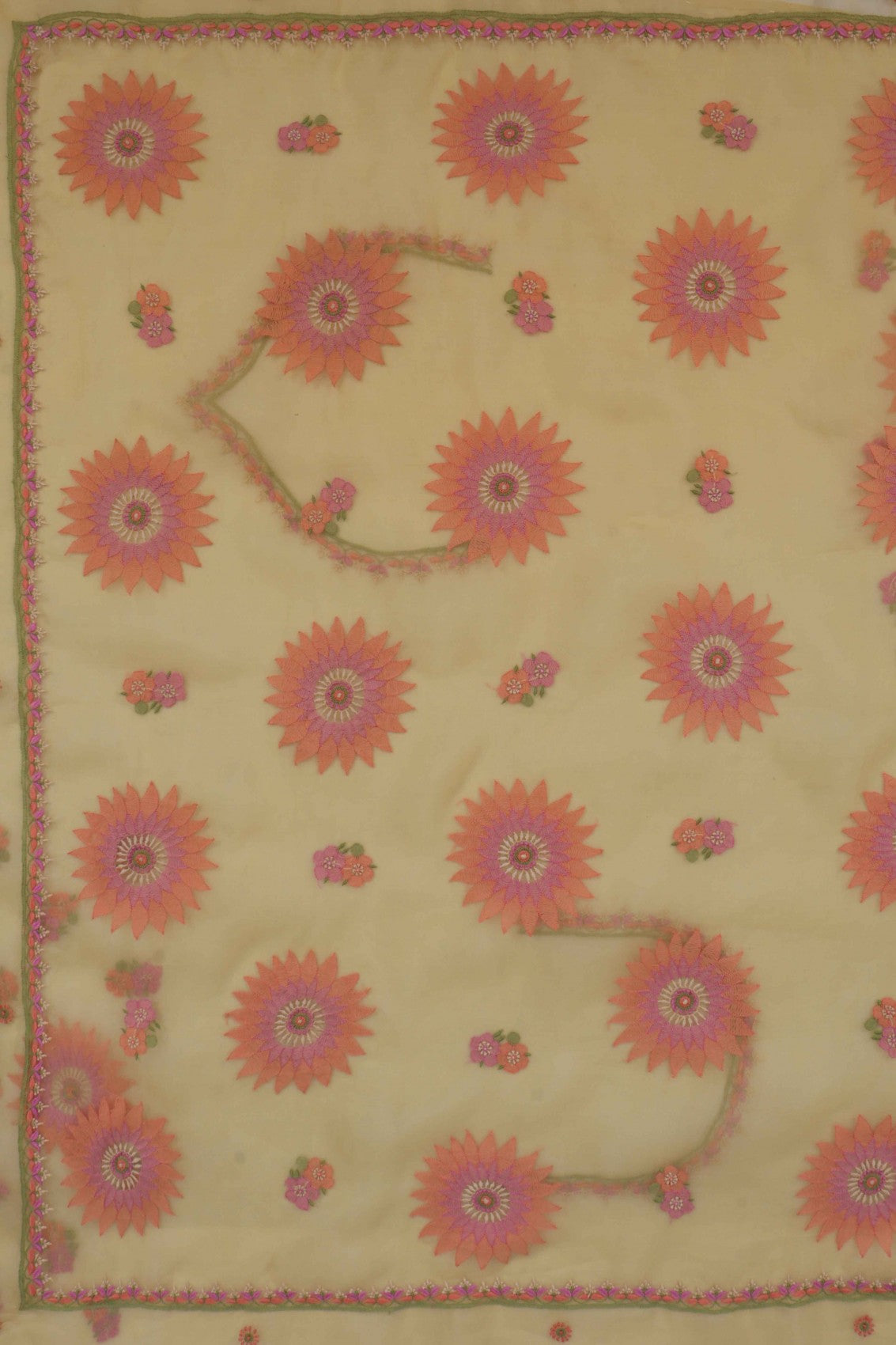 Ada Hand Embroidered Yellow Organza Lucknowi Chikankari Saree With Blouse 01A206137