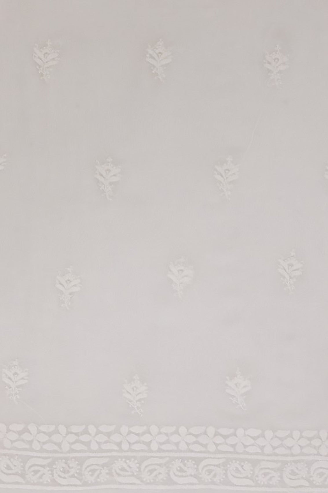 Ada Hand Embroidered White Pure Georgette Lucknowi Chikankari Unstitched Kurta Dupatta Set A593629