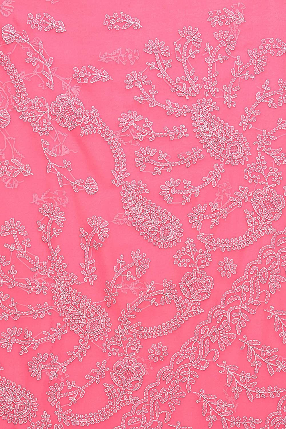 Ada Hand Embroidered Onion Pink Georgette Lucknowi Chikankari Saree With Blouse A191641