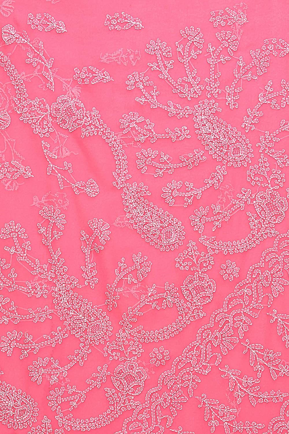 Ada Hand Embroidered Onion Pink Georgette Lucknowi Chikankari Saree With Blouse A191641