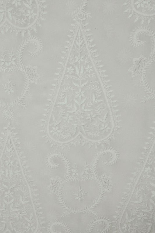 Ada Hand Embroidered White Pure Georgette Lucknowi Chikankari Saree with Blouse A296660