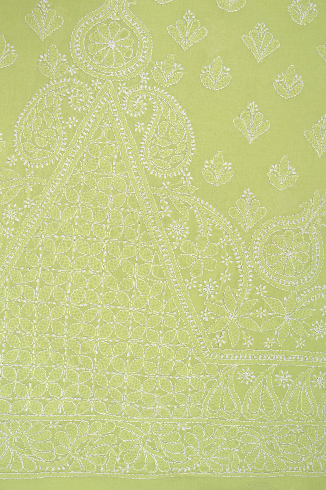 Ada Hand Embroidered Light Green Cotton Lucknowi Chikankari Unstitched Suit Piece A607709