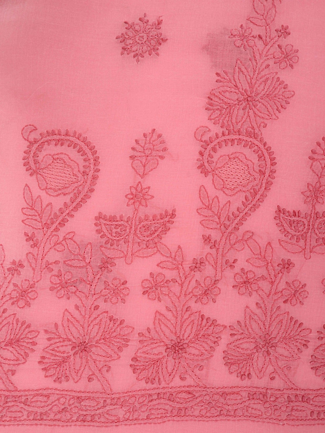 Ada Hand Embroidered Peach Cotton Lucknowi Chikankari Unstitched Suit Piece 01A201793