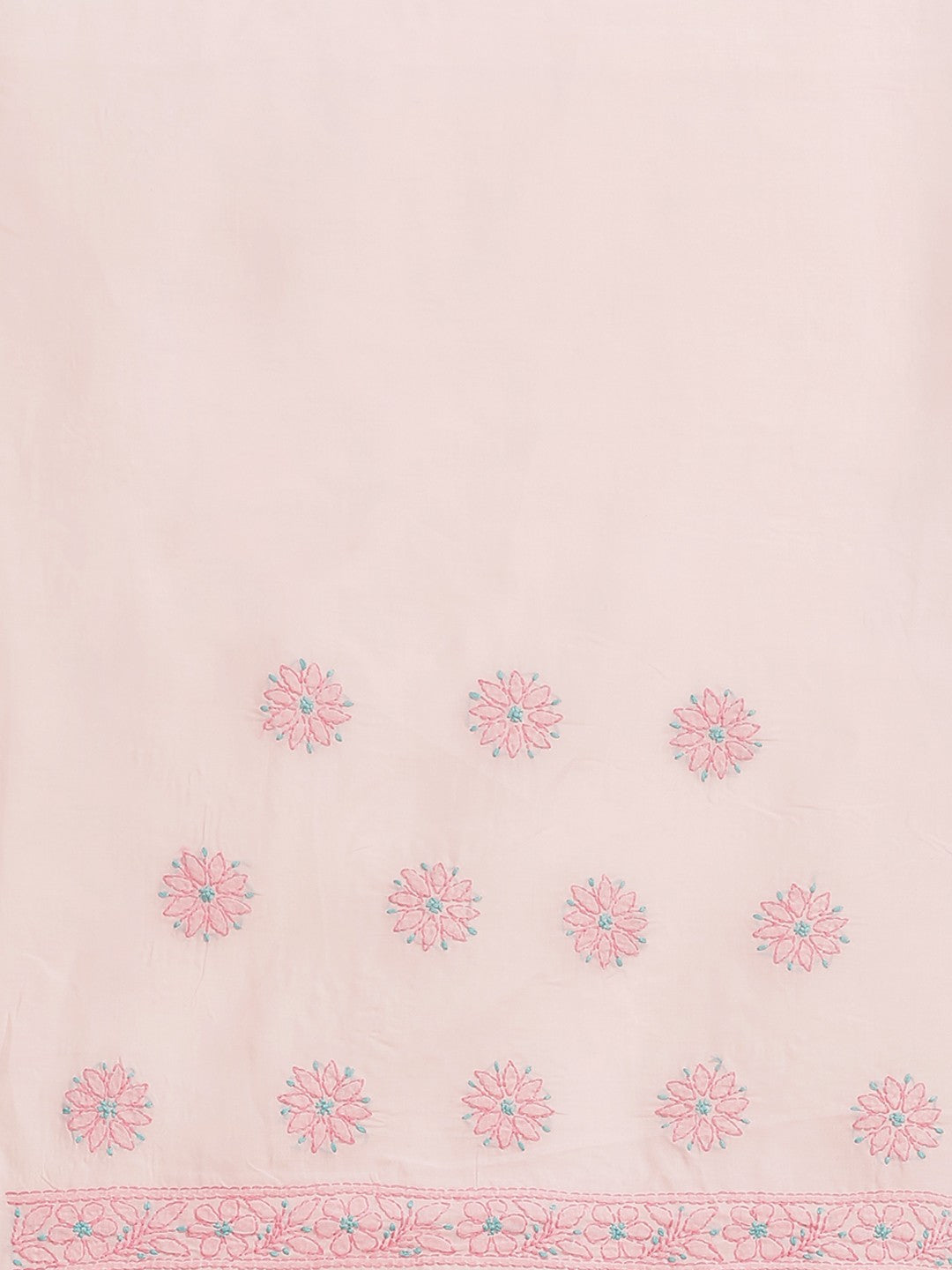 Ada Hand Embroidered Pink Cotton Lucknow Chikan Saree With Blouse-A311211