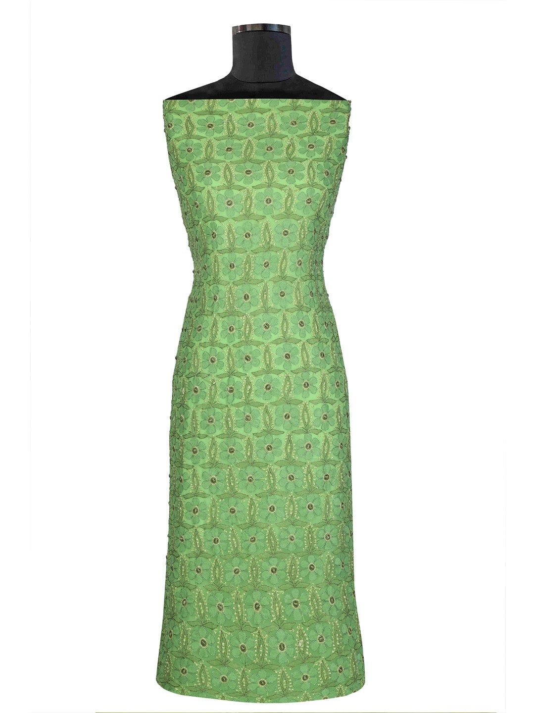 Ada Hand Embroidered Parrot Green Georgette Lucknowi Chikankari Unstitched Suit Piece A593486