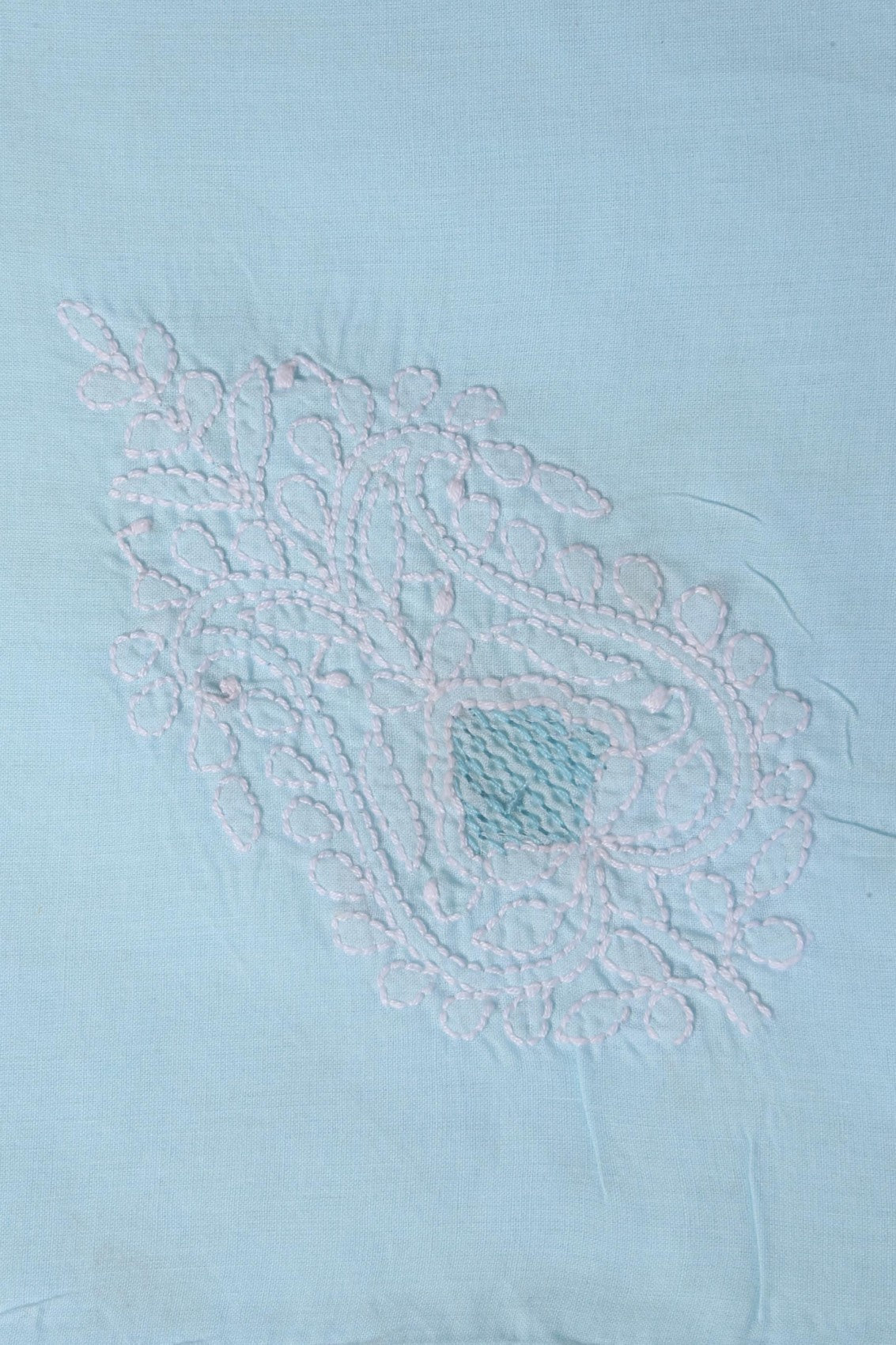 Ada Hand Embroidered Sky Blue Cotton Lucknowi Chikankari Napkin Set 01A122120