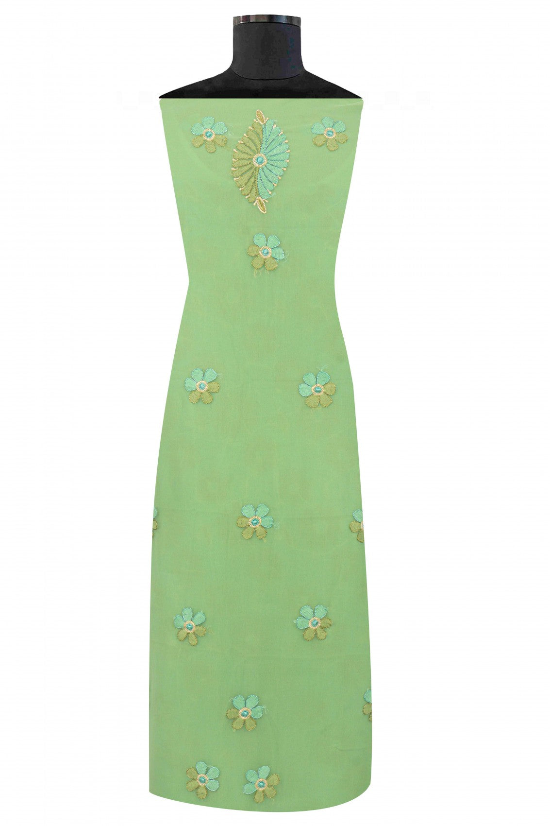 Ada Hand Embroidered Lime Green Georgette Lucknowi Chikankari Unstitched Suit Piece 01A172858