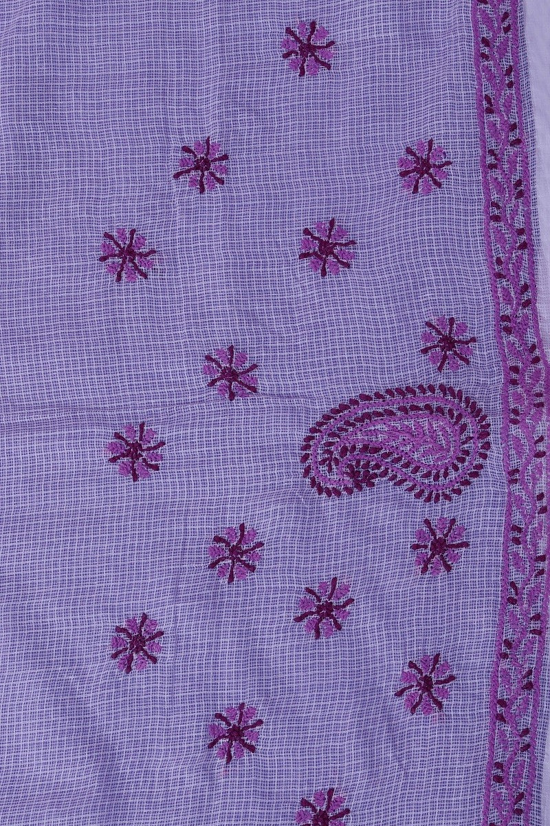 Ada Hand Embroidered Mauve Kota Chikan Unstitched Kurta Piece A590542
