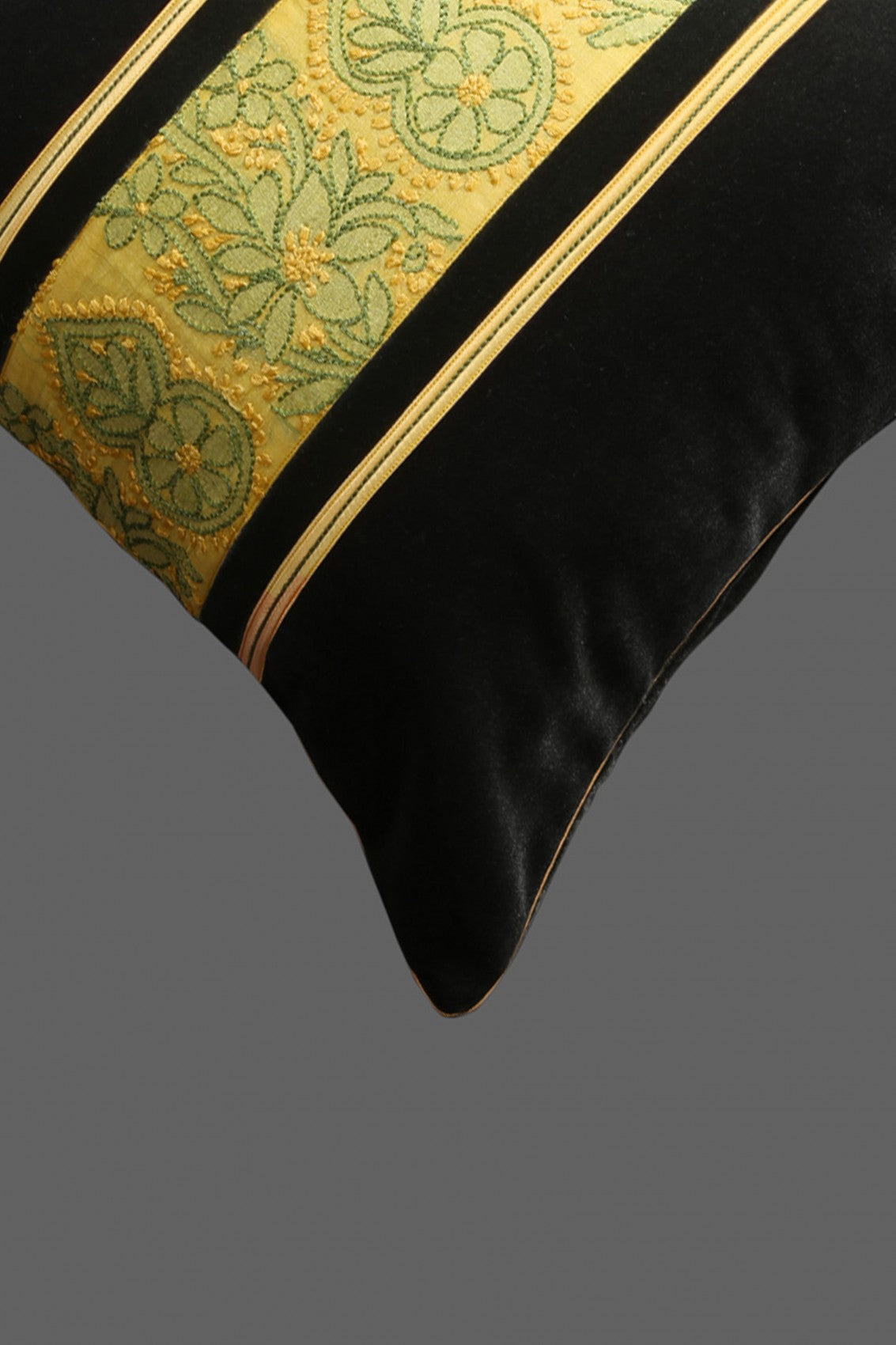 Ada Hand Embroidered Dark Green Velvet Lucknowi Chikankari Cushion Cover 01A102797