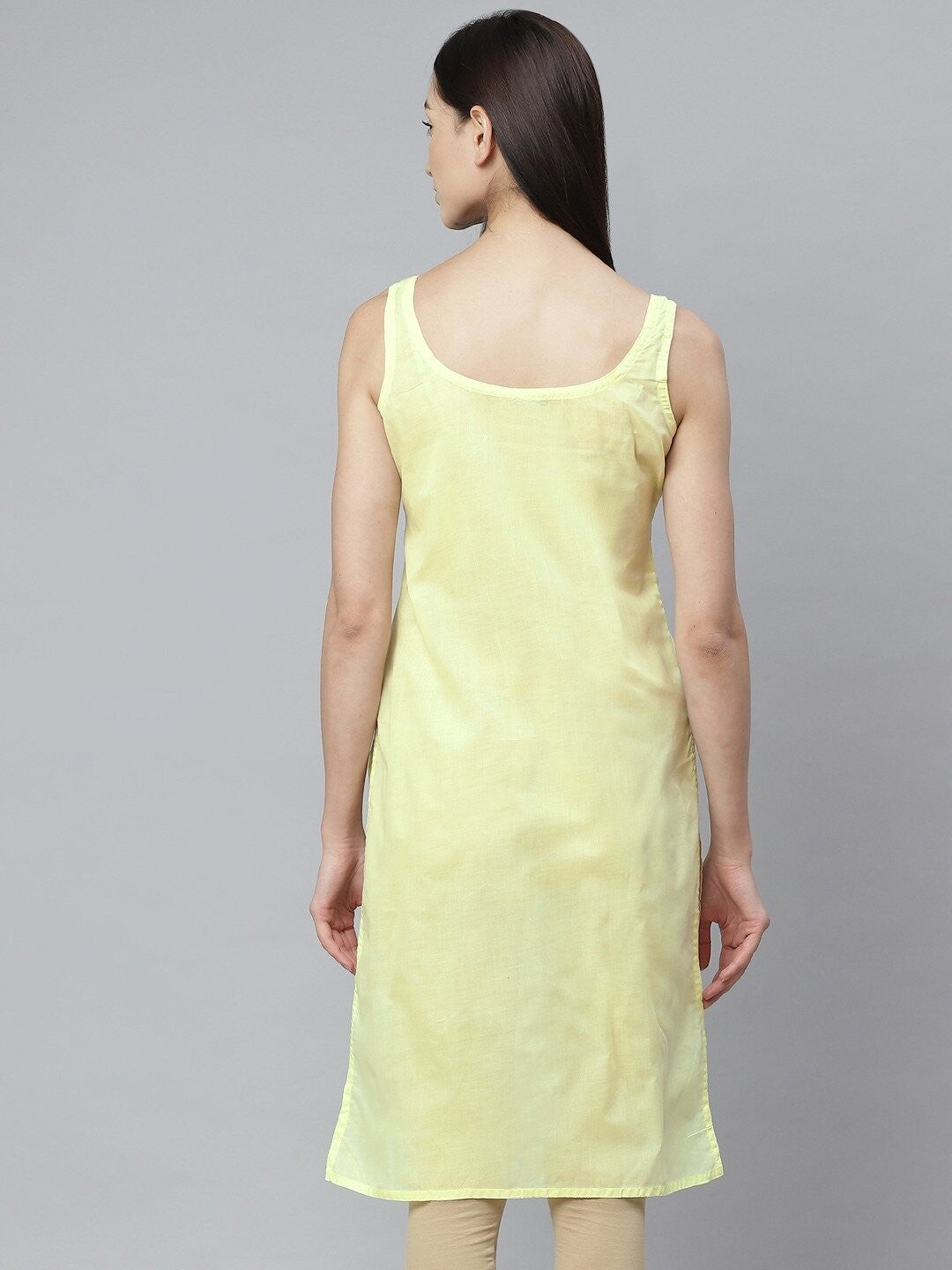 Ada Lemon and White Cotton Long Slips Combo of 2  A307683.