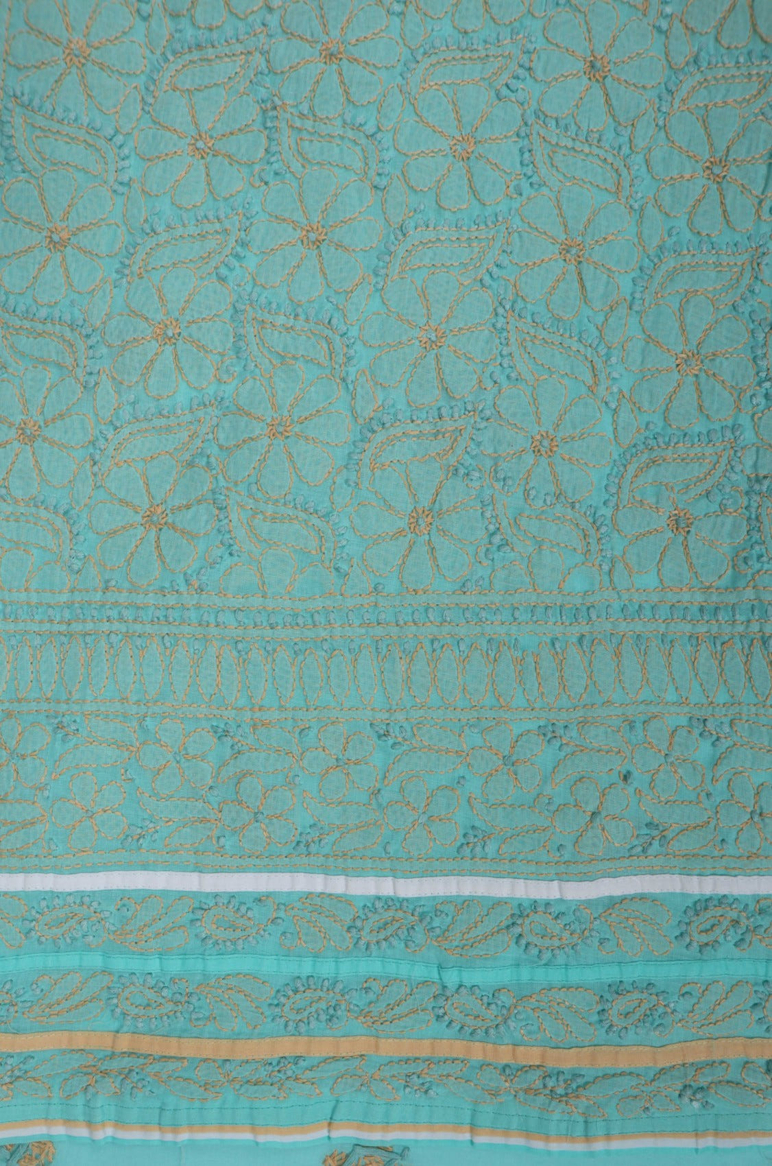 Ada Hand Embroidered Sea Green Cotton Lucknowi Chikankari Unstitched Suit Piece 01A193485