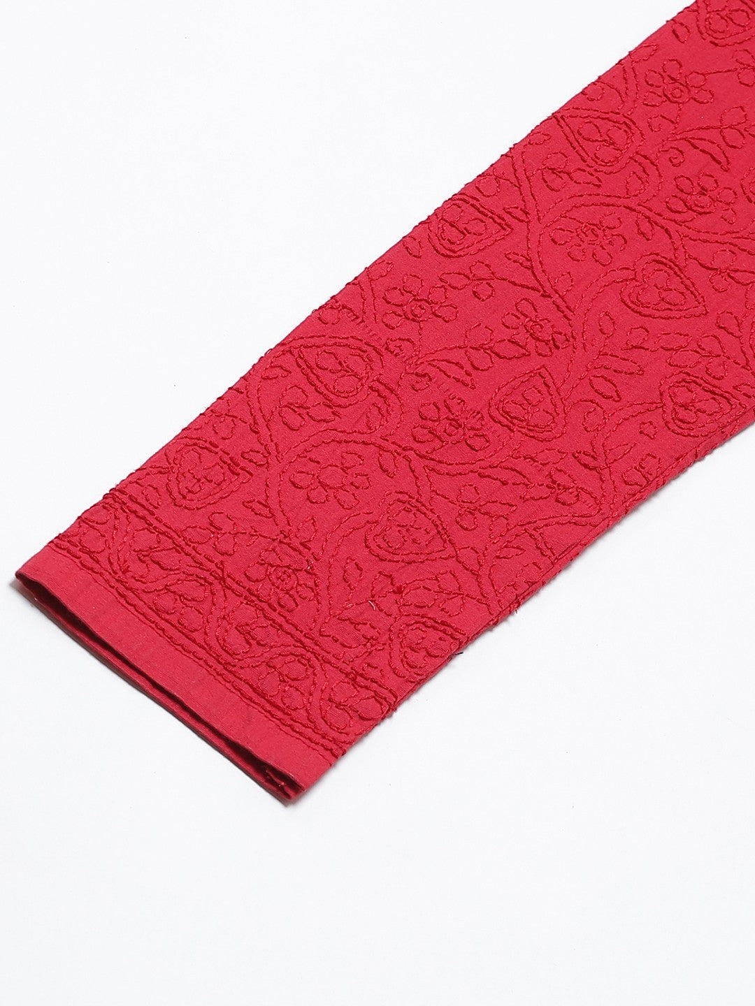 Ada Hand Embroidered Red Cotton Lucknowi Chikankari Churidar A358988