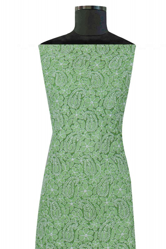 Ada Hand Embroidered Green Georgette Lucknowi Chikan Unstitched Suit Piece A616879