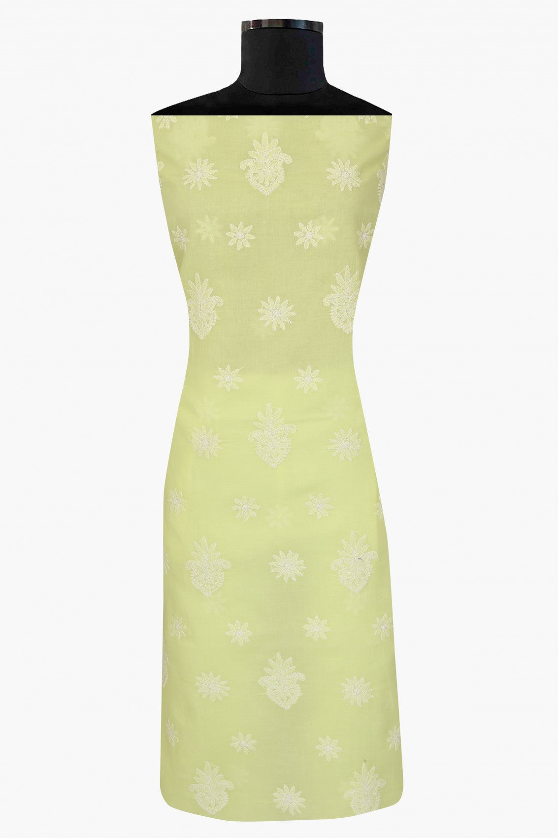 Ada Hand Embroidered Lemon Cotton Lucknowi Chikankari Unstitched Suit Piece A211209
