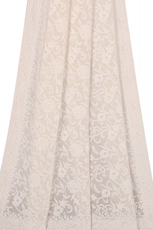 Ada Hand Embroidered Off White Pure Georgette Lucknowi Chikankari Dupatta A180538