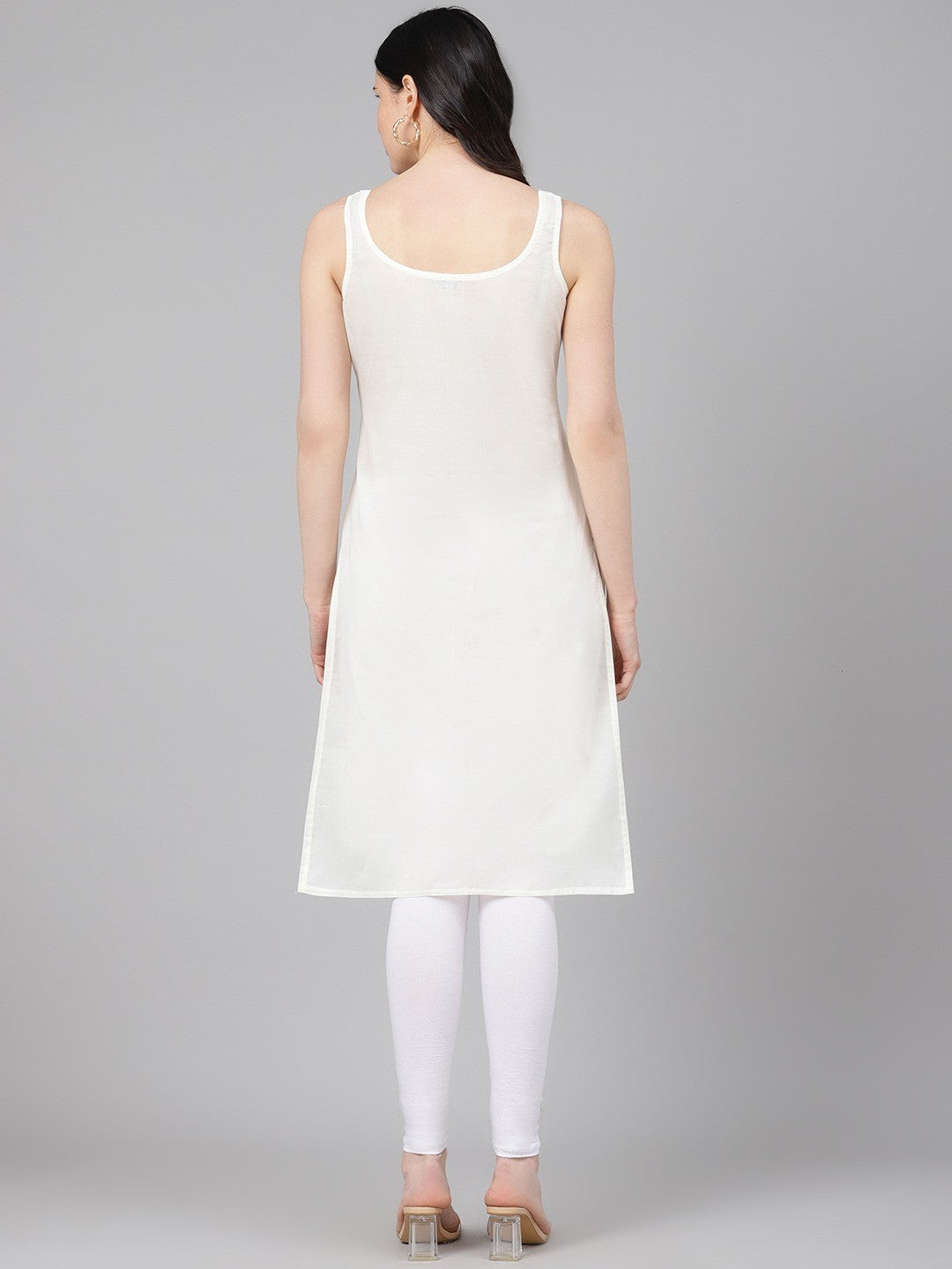 Ada Cream and Black Cotton Long Slips Combo of 2  A301627.