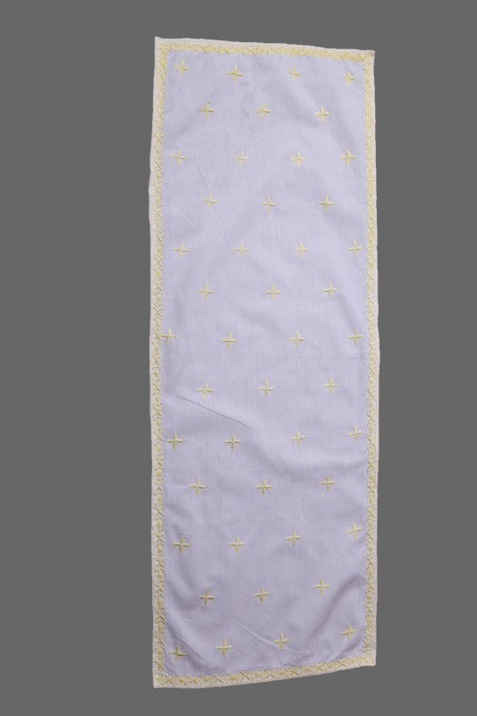 Ada Hand Embroidered White Cotton Lucknowi Chikankari Dining Table Runner Set A148745
