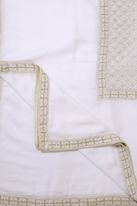 Ada Hand Embroidered White Cotton Lucknowi Chikankari Table Cover A475726