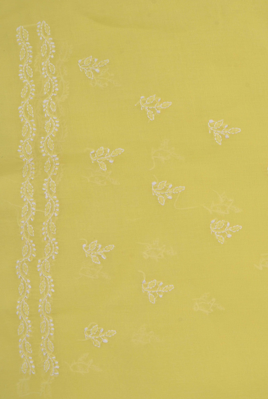 Ada Hand Embroidered Yellow Cotton Lucknow Chikankari Saree with Blouse A614074