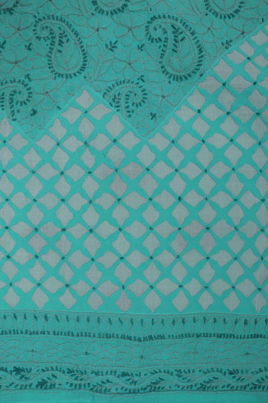 Ada Hand Embroidered Sea Green Cotton Lucknowi Chikankari Unstitched Suit Piece 01A177917
