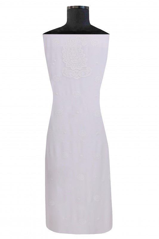 Ada Hand Embroidered White Georgette Lucknowi Chikan Unstitched Kurta Piece A580797