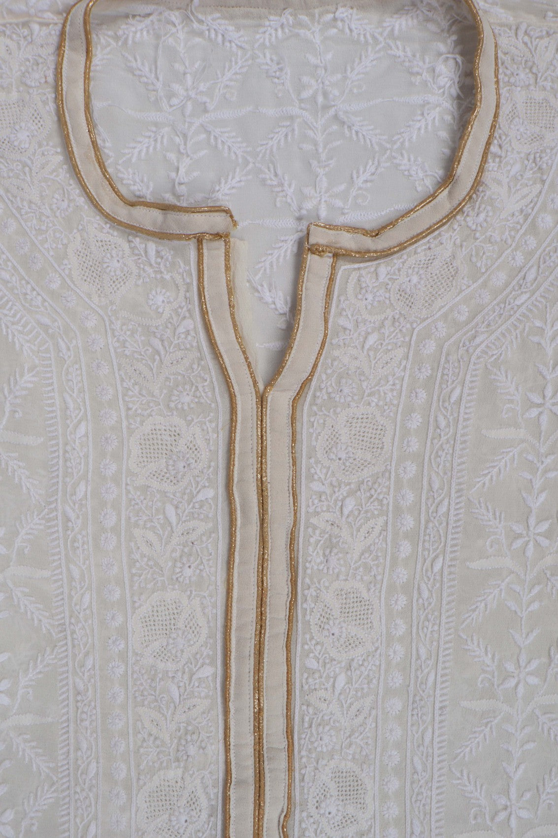 Ada Hand Embroidered Off White Pure Georgette Lucknowi Chikankari Semi-Stitched Suit Set A350967
