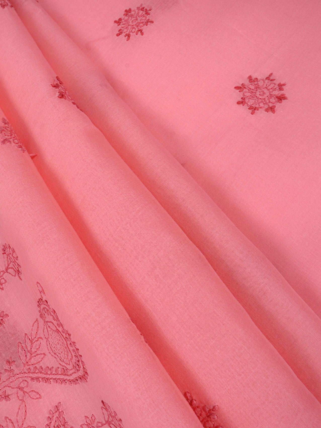 Ada Hand Embroidered Peach Cotton Lucknowi Chikankari Unstitched Suit Piece 01A201793