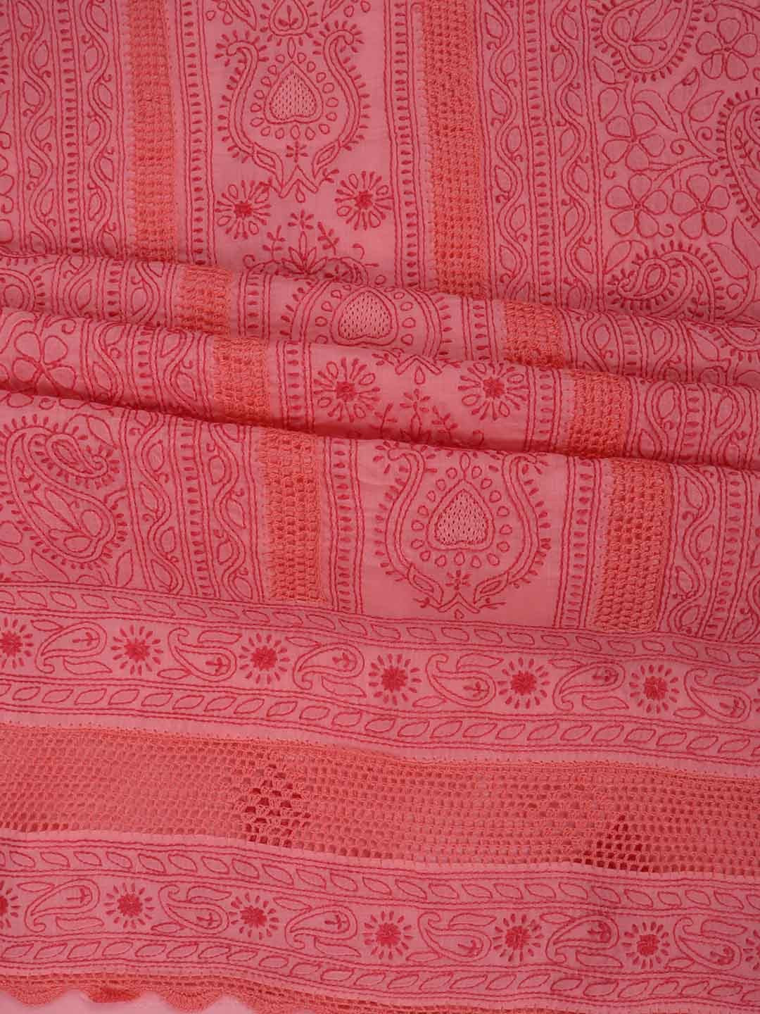 Ada Hand Embroidered Flamingo Pink Cotton Lucknowi Chikankari Unstitched Suit Piece 01A205558