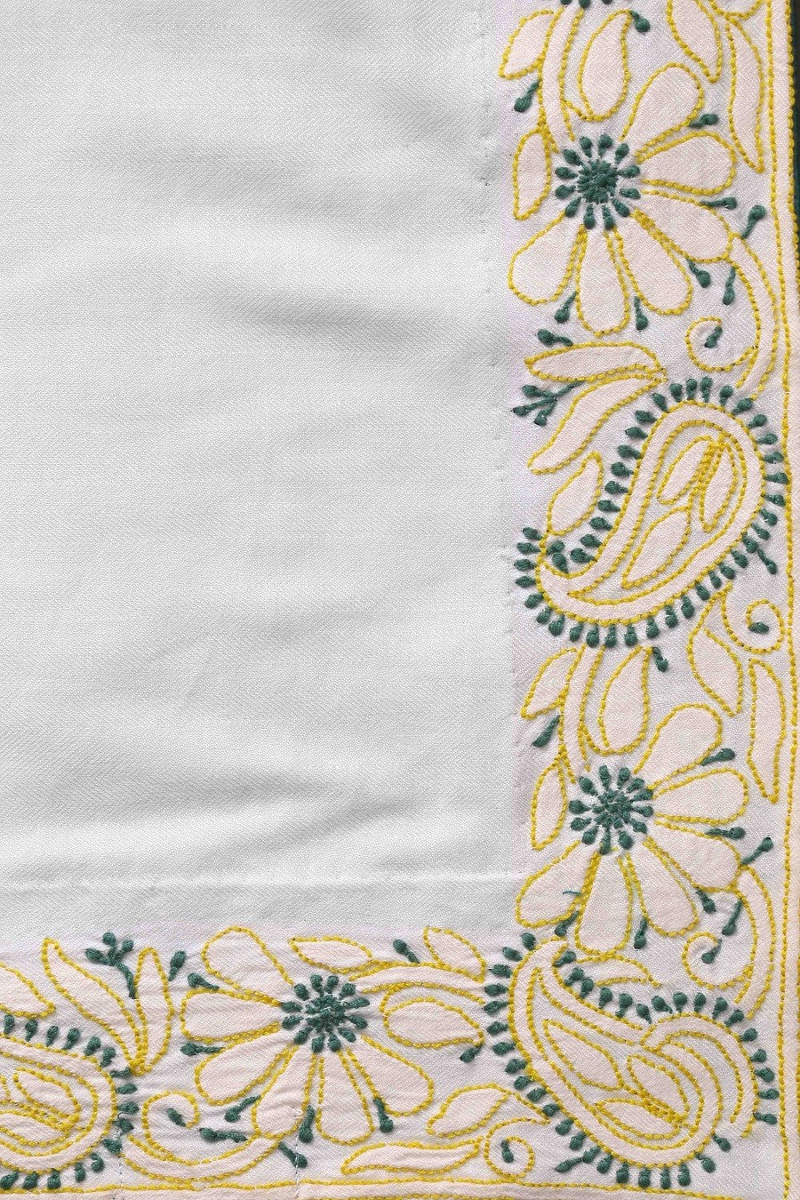 Ada Hand Embroidered White Cotton Lucknowi Chikankari Table Cover-A160982