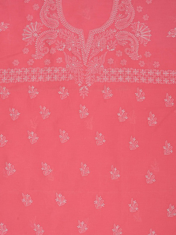 Ada Hand Embroidered Hot Pink Cotton Lucknowi Chikan Unstitched Suit Piece A266773