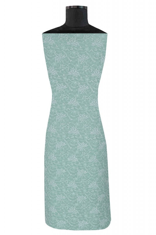 Ada Hand Embroidered Sea Green Pure Georgette Chikan Unstitched Suit Piece- A49696