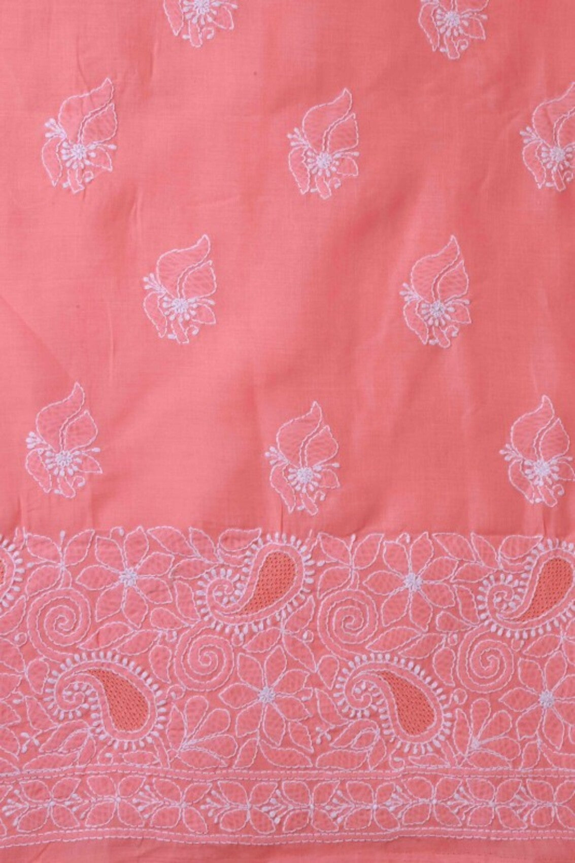 Ada Hand Embroidered Pink Cotton Lucknowi Chikankari Unstitched Suit Piece 01A22771