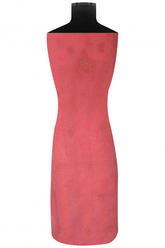 Ada Hand Embroidered Pink Cotton Lucknowi Chikankari Unstitched Suit Piece 01A167071