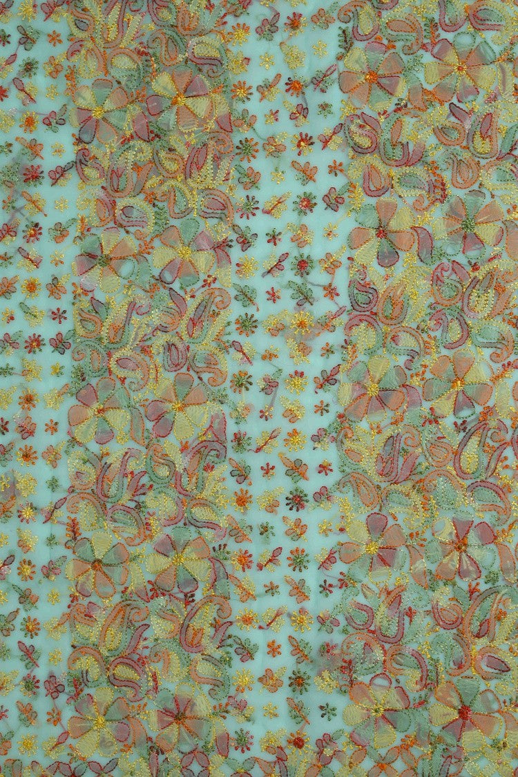 Ada Hand Embroidered Sea Green Georgette Lucknowi Chikankari Unstitched Suit Piece A211180