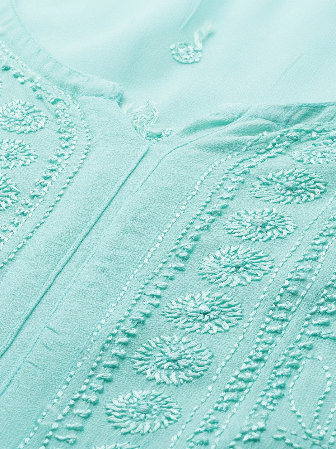 Ada Hand Embroidered Sea Green Georgette Lucknowi Chikankari Straight Kurta A411337