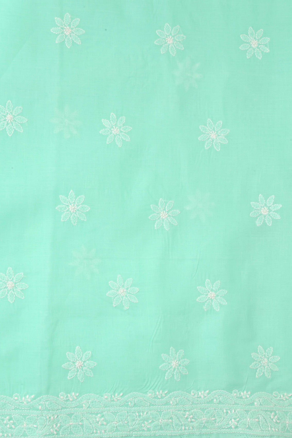 Ada Hand Embroidered Sea Green Cotton Lucknowi Chikankari Unstitched Suit Piece A211199