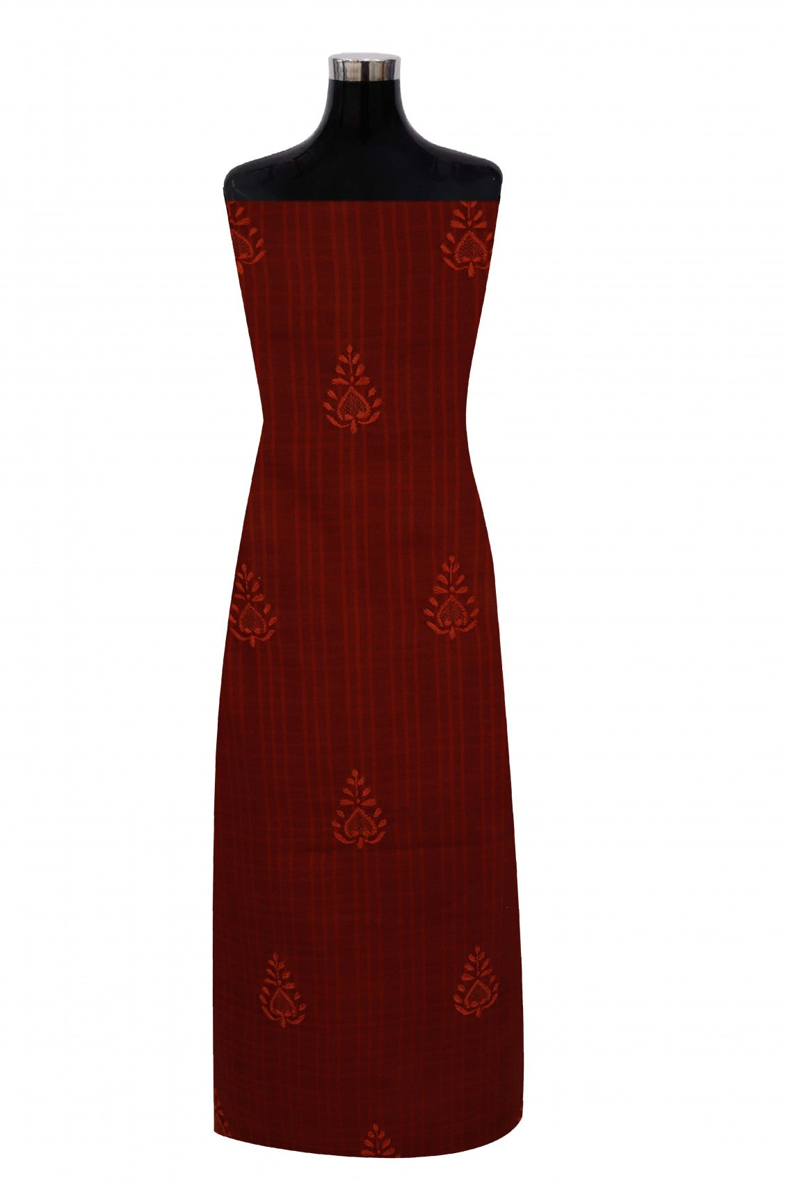 Ada Hand Embroidered Amber Rust Cotton Lucknowi Chikan Unstitched Suit Piece A93234